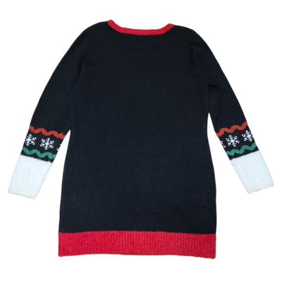 United States Sweaters Sequin Holiday Sweater Dress Size L Black Christmas Tunic - Picture 3 of 10
